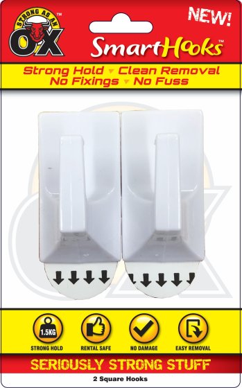 SH06116 HOOK REMOVABLE SQUARE 2PK