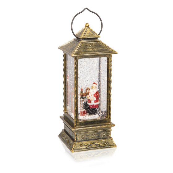 275CM LIT ANTIQUE GOLD SANTA N FIREPLACE WATER SPINNER
