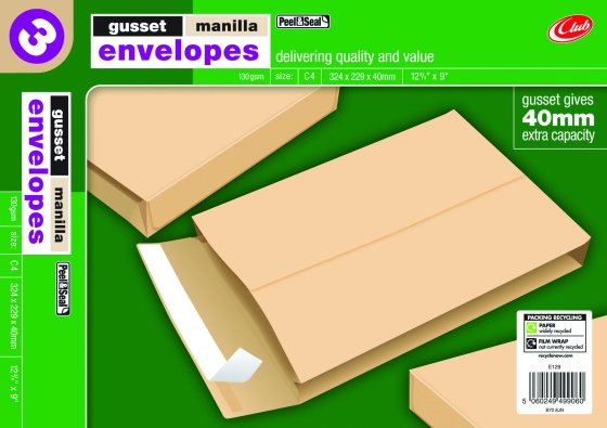SH00808 ENVELOPES PS GUSSET MANILLA C4