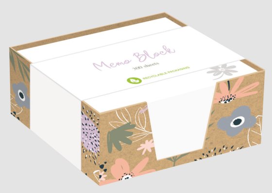 SE01704 MEMO BLOCK FLORAL BRUSH KRAFT