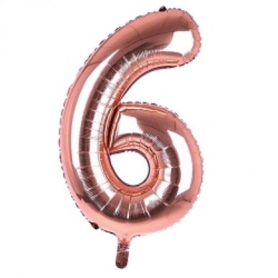 BALLOON 34IN ROSE GOLD NO 6 FOIL