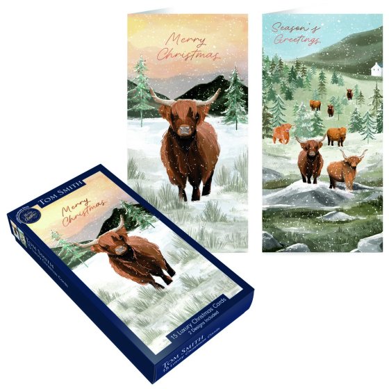 CARDS BOX 15 LUXURY SLIM HIGHLAND COW