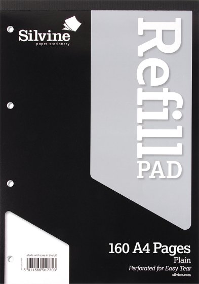 SJ02909 SILVINE A4 REFILL PLAIN