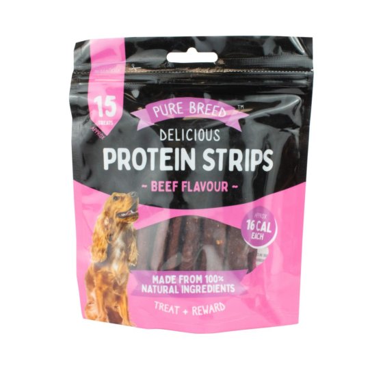 PET TREAT PROTEIN BEEF STRIPS 150G