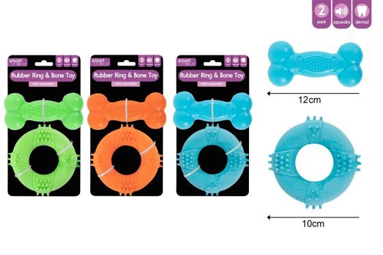 SJ11306 SJ11306 DOG TOY RUBBER RING N BONE ASST