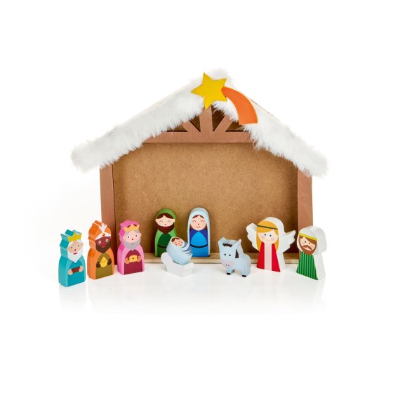 25CM WOODEN NATIVITY SCENE 1PC