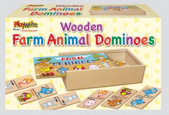 WOODEN FARM ANIMAL DOMINOES