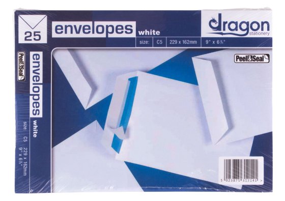 SH00910 ENVELOPES C5 WHITE PS 25S