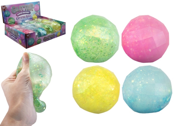 SQUISHIES GLITZ CRYSTAL BALL 6 CM 4 ASST