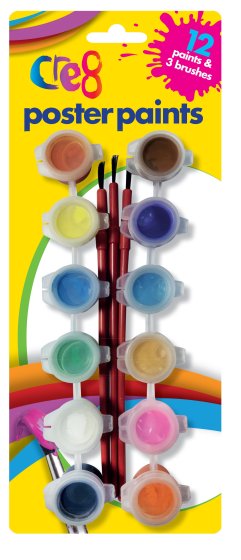 SH08803 CRE8 POSTER PAINTS 12S