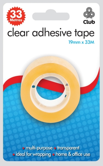 CJ0804 SJ05304 CLEAR TAPE 19MMX33M CARDED