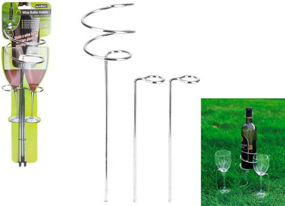 SUMMIT WINE BOTTLE AND 2 WINE GLASS HOLDERS ON TIE ON CARD