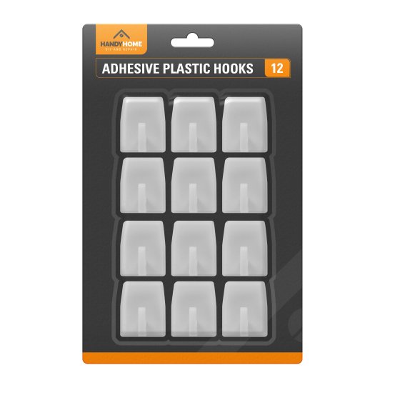 HOOKS ADHESIVE PLASTIC 12PK