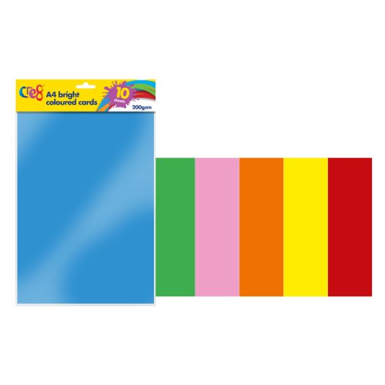 CRE8 A4 BRIGHT COLOUR CARD 10 SH 200GSM