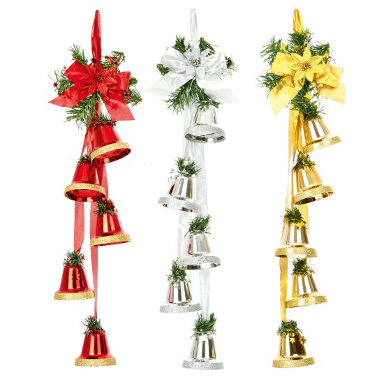 XH3712 BELL CLUSTER 5PCE HANGING RED