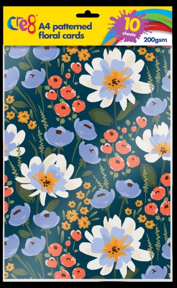 CRE8 FLORAL CARD A4 10 SHEETS 200GSM