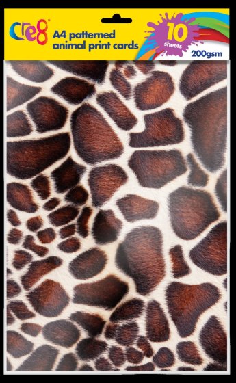 CRE8 ANIMAL PRINT CARD A4 10 SHEETS 200GSM