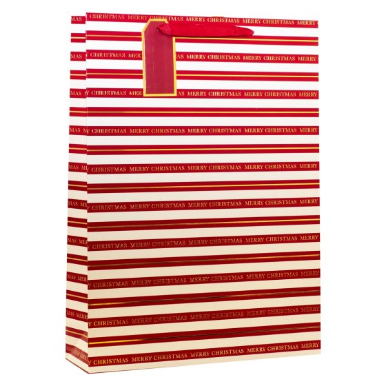 GIFT BAG CHRISTMAS STRIPE XL
