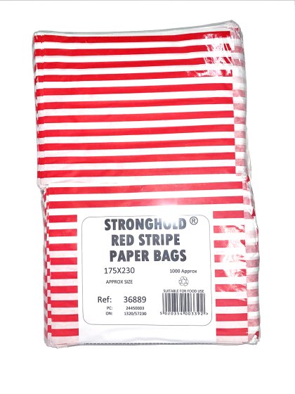 SH11303 PAPER BAG RED STRIPE 17X 22 10