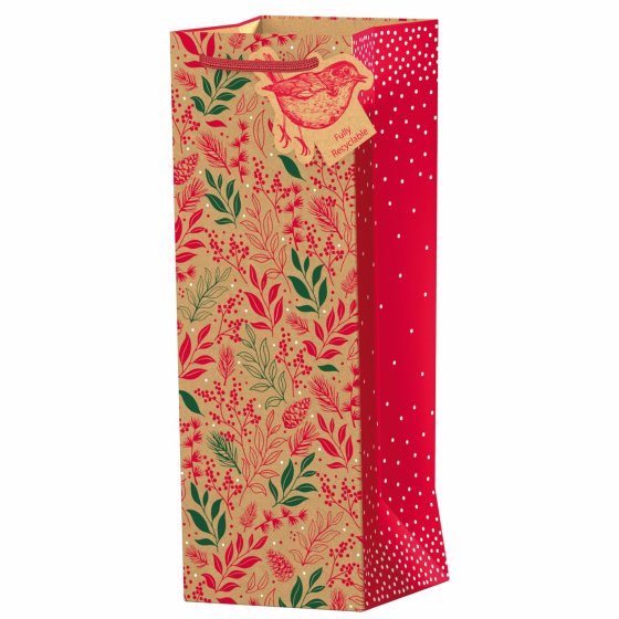 XH1707 BOTTLE BAG RED ROBIN FSC