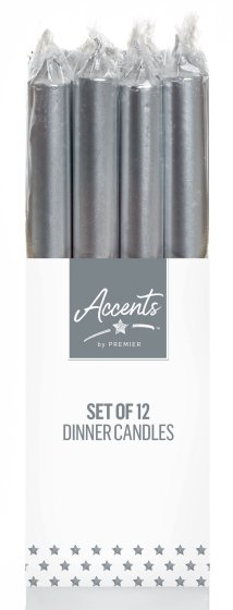 XH6505 CANDLE 25CM SILVER DINNER