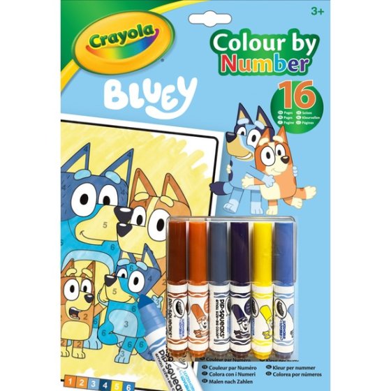 CRAYOLA COLOUR BY NUMBER BLUEY