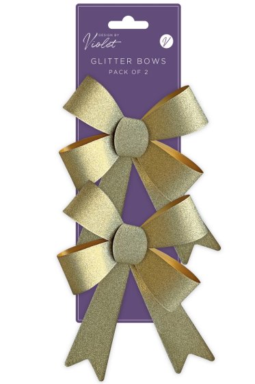 BOWS GOLD GLITTER 2PK