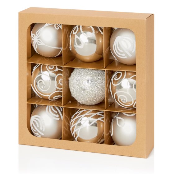 XH3703 BAUBLES 60MM SILVER DECORATED