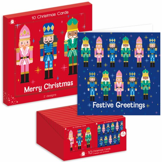 XH0611 CARDS SQ 10PK NUTCRACKER 2ASST
