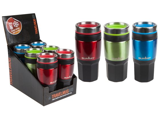 SUMMIT 400ML INSULATED DRINKS MUG WITH GRIP 3ASST