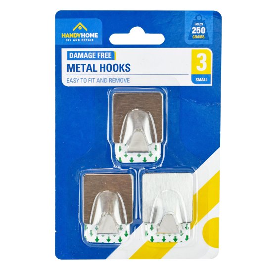 HOOKS SMALL METAL DAMAGE FREE 3PK