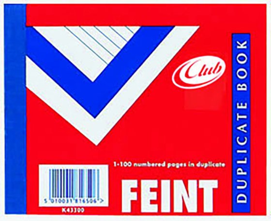 SH02803 DUPLICATE BOOK FEINT 4 X 5