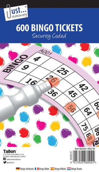 SH07706 BINGO TICKETS JUMBO 21 X 12CM