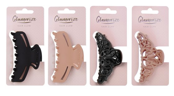 LADIES ASSORTED HAIR CLAWS 1PK4 STYLES MIXED