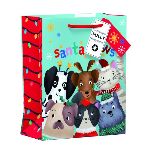WIGIG GIFT BAG SANTA PAWS MED