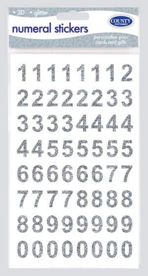 CH1109 SH04218 NUMERAL STICKERS - SILVER