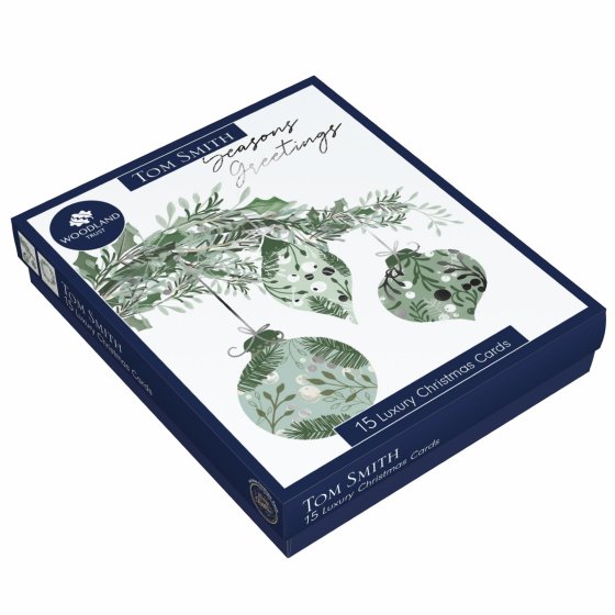 XH0407 CARDS LUX BOXED WREATH & BAUBL