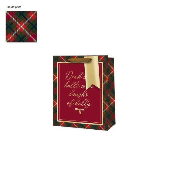 GIFT BAG TARTAN TEXT M