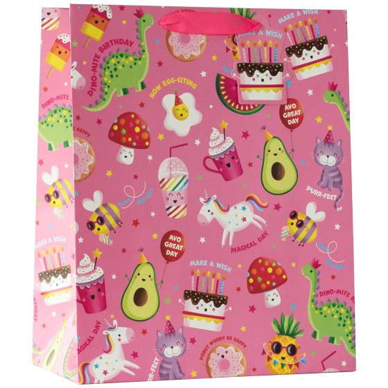 NEW FOR 2024 SG12736 GIFT BAG PARTY TIME PINK LRG