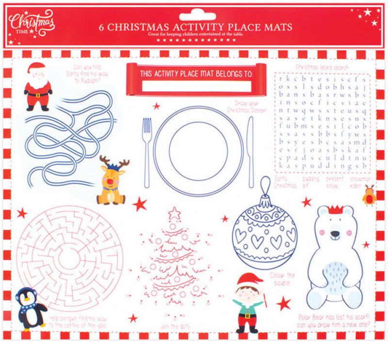 6 CHRISTMAS ACTIVITY PLACEMATS Williams Direct