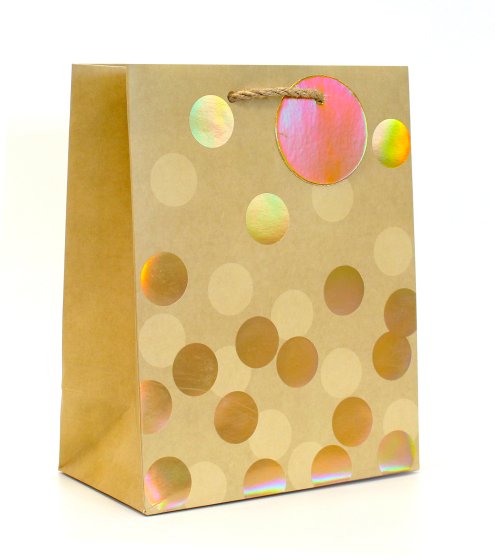 GIFT BAG GOLD SPOTS MED CS