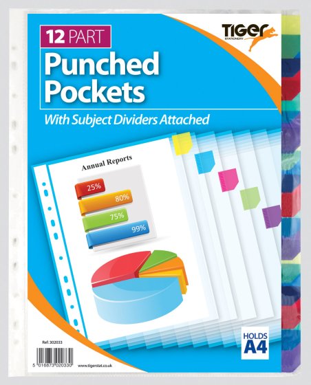 SH03209 PUNCHED POCKETS A4 TABBED DIVI