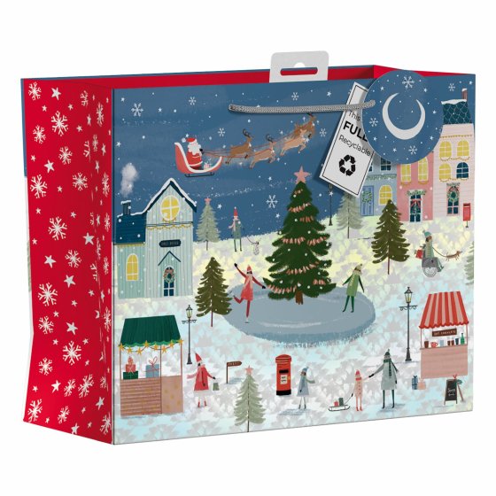 XH3006 GIFT BAG WINTER VILLAGE L LAND