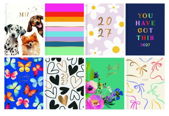 DJ0401 2027 DIARY A5 SILVER FOIL WTV ASST