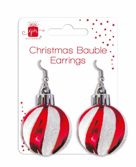 XH5408 EARRINGS XMAS BAUBLE ASST