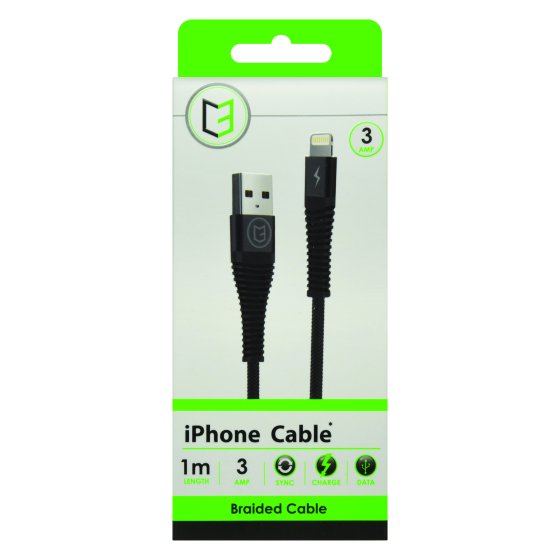 SH04505 C3 IPHONE BRAIDED CABLE BLACK