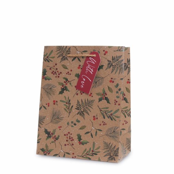 WIGIG GIFT BAG WINTER FOLIAGE KRAFT