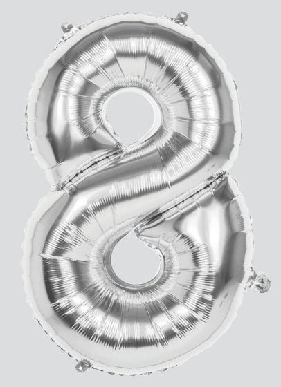 SG11237 BALLOON 86CM SILVER NO 8 FOIL