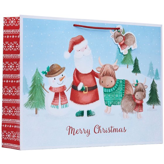 XH2915 GIFT BAG SANTA SNOW SCENE XL S