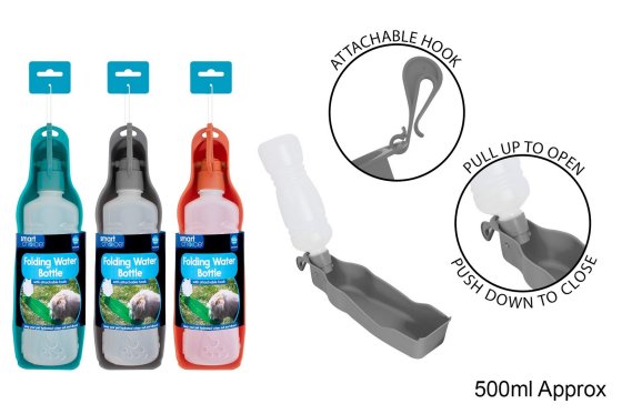 SJ11408 SJ11408 FOLDING WATER BOTTLE 500ML WITH DRINK TRAY A
